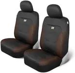 Cat® Flexfit™ Automotive Seat Covers for Cars Trucks and SUVs (Set of 2) – Black Car Seat Covers for Front Seats, Truck Seat Protectors with Brown Honeycomb Trim, Auto Interior Covers