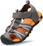 DREAM PAIRS Boys Girls Outdoor Summer Sport Athletic Sandals for Little/Big Kid 170813-K Size 10 Toddler Dark/Grey/Orange