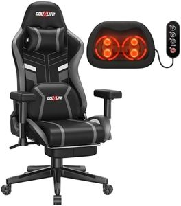 Douxlife 3D Kneading Massage Gaming Chair with Footrest, 400lbs Heavy Duty PC Computer Desk Chair for Adults, Adjustable 2D Armrests, Ergonomic 175° Recline & Optional Heat, Black&Gray