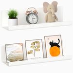 WELDUN Floating Shelves, Set of 2 Wall Mounted Shelf, Picture Ledge Display, Decorative Wall Shelves for Living Room, Bedroom, Bathroom, Kitchen, Home Office, Laundry room, Plastic, White