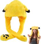 Kakbrt Rabbit Hat, Rabbit Hat with Movable Ears, Funny Hat for Adults Children, Party Hats, Holiday Cosplay Hat, Soft and Comfortable (Yellow)