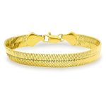 Men's 10.8mm 14k Yellow Gold Plated Flat Herringbone Chain Bracelet, 9 inches