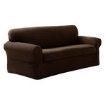 Maytex Pixel Stretch 2-Piece Loveseat Slipcover, Chocolate