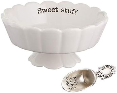 Mud Pie 4881012S Candy Dish"Sweet Stuff" with Scoop, White