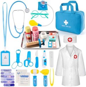 XZZO Doctor Kit for Kids, 36 Pcs Doctor Play Set kit for Toddlers 3-5 with Medical Storage Bag & Real Stethoscope, Medical Kits Doctor Toys, Fun Doctor Role Playing Game Gift for Kids Toddlers
