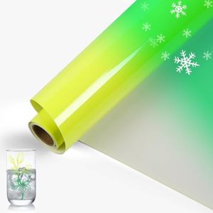 HTVRONT Cold Color Changing Permanent Vinyl - 12" X 5ft Light Yellow to Green Adhesive Vinyl with PET Backing, Durable Waterproof Sticker for Crafts, Decals, Tumblers (Easy to Cut & Transfer)