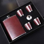 Gnexin Stainless Steel Hip Flash 4 Shots Box 8 Oz(236 ml) Wine Whiskey Vodka Alcohol Drinks Pocket Bottle for Men&Women with 4 Shot Glasses &1 Funnel Set Best Gift Set Ever (Multicolor)