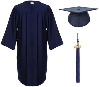 FtyFty Unisex Adult Matte Graduation Cap and Gown Tassel Set, Navy Blue, 51''(5'6''-5'8'')