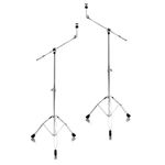 Cymbal Stand With Boom Arm by GRIFFIN (Pack of 2) | Drum Percussion Gear Hardware Set with Double Braced Legs | Counterweight Adapter for Mounting Heavy Duty Crash, Ride, Splash Cymbals For Drummers