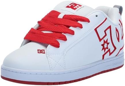 DC Men's Court Graffik Casual Skate Shoe, White/RED/Grey, 17