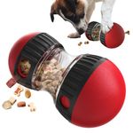 Anlitent Interactive Tough Dog Toys, Moving Adjustable Dog Treat Dispenser Slow Feeder, Treat Dispensing for Small Medium/Large Dogs, Wobble Wag Dog Toys to Keep Them Busy (Red)