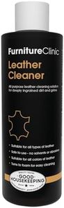 Furniture Clinic Leather Cleaner | Non-Toxic | Removes Dirt & Grime | All-Purpose Cleaning Solution for Couches, Car Seats, Purses, Shoes & Saddles | Restores All Leather Types | 8.5oz / 250ml