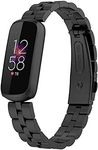 FitTurn Bands intended for Fitbit Luxe Metal Stainless Steel Watch Band Replacement Classic Durable Solid Link Accessory Buckle Metal Strap Wrist Band intended for Luxe Fitness Wellness Tracker (Black)