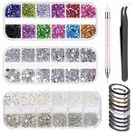 MAYCREATE® Nail Art Kit For Girl Colorful Rhinestones Nail Design Tools Kit Multi Shapes Flatback Round Bead with Pickup Pen + Tweezer for DIY Manicure Craft Decoration Nail Art