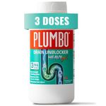 Drain Unblocker 3 Doses Liquid Heavy Duty Formula, Heavy Gel Drain Cleaner & Drain Odour Remover, Dissolves Waste, Hair, Food, Grease & Scum, Gentle on Pipes, Drain Gel by Plumbo