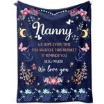 SECOGM Nanny Gifts, Nanny Birthday Gifts from Grandchildren, Print Blankets for Nanny, Gifts for Nanny Grandma on Mothers Day Christmas, Soft Flannel Blankets 50" x 60" (Navy Blue)