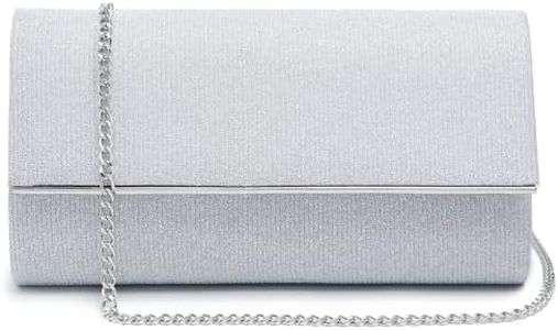 Dasein Women's Evening Bag Glitter Clutch Wedding Bridal Purse Sparkle Cocktail Party Prom Handbag (1-Silver)