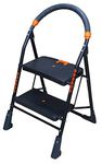 Parasnath Black Heavy Folding Ladder with Wide Steps Milano 2 Steps 2.7 Ft Ladder Made in India