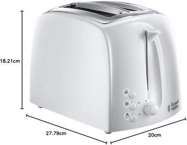 Russell Hobbs 2-Slice Toaster, White – Compact Bread Toaster