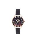 Olivia Burton Analogue Quartz Watch for Women with Black Leather Strap - OB16WG43