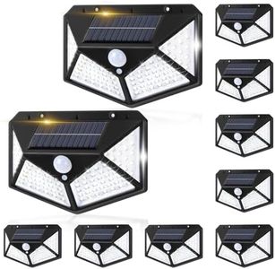 Roshin 10 Pack 270° Solar Lights Outdoor - Motion Sensor Solar Wall Mounted Lights with 3 Light Modes - Waterproof Solar LED Flood Lights Outdoor for Garden, Patio, Garage, Deck, Pathway, Porch