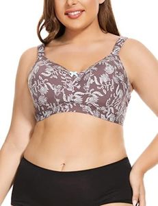 LIQQY Women's Floral Full Coverage Smooth No-Wire Bra Wirefree Plus-Size Bra Everyday (42B to 54DDD) (as1, Cup_Band, b, 48, Floral)