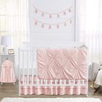 Solid Color Blush Pink Shabby Chic Harper Baby Girl Crib Bedding Set without Bumper by Sweet Jojo Designs - 4 pieces