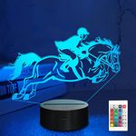 Lampeez 3d Horse Riding Night Light, LED Illusion Bedside Lamp with 16 Colors Changing Remote Control Room Decor Gift Idea for Boys Girls