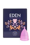 Eden Menstrual Cups - Comfortable, Flexible and Reusable Period Cup - Premium Design - A Perfect Alternative to Tampon and Pads - (Pink) (Large)