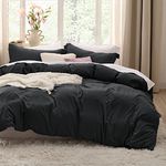 Bedsure Black Duvet Covers Queen Size - Washed Duvet Cover, Soft Queen Duvet Cover Set 3 Pieces with Zipper Closure, 1 Duvet Cover 90x90 inches and 2 Pillow Shams