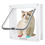 Omevett Cat Flap 4 Way Locking Cat Flap Lockable Cat Door Safety Pet Door Quiet Close Catflap Pet Flap Easy Installation for Interior & Exterior Doors Window Wall (Medium, 15cm x 15.5cm Flap, White)