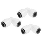 PATIKIL 3/8" Push to Connect Elbow Fittings, 3 Pack 90 Degree Water Line Fitting for RO Water System, White