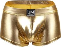 JOCKMAIL PU Men Boxer Men Underwear Pouch Boxer Men Underpant Men Shorts, Gold, Medium