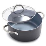 GreenPan Lima 5 Quart Hard Anodized Non-Stick Ceramic Covered Casserole - CW0004158 - Gray