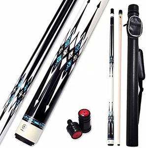 Collapsar CXL200 Pool Cue with 1X1 Hard Case,Low Deflection Shaft 13mm Black Tip Billiard Ques Sticks,58" 2-Pieces 20 oz Professional Pool Stick Set