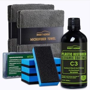 WEST HORSE Plastic Restorer for Cars Ceramic Plastic Coating Trim Restore, Resists Water, UV Rays, Dirt, Ceramic Coating, Not Dressing, Hydrophobic Trim Coating, 90ml