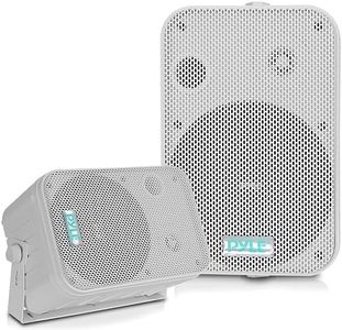 Pyle Sistema de Altavoces, Pared, Techo, Inalambrico, Impermeable, Waterproof, Exteriores, Interiores, Par de 3.5” de 3 vias, Activo, Pasivo. Color Blanco