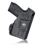 Gun Holster, IWB Carbon Fiber Kydex M&P Shield 40 Holster with TLR-6 Light Laser for Smith & Wesson M&P Shield 9mm/.40 w/TLR-6 - Inside Waistband Holster M&P Shield 9mm with Laser Pouch (Black, Right)