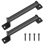 2 Pcs Black Door Handles, Gate Handle for Wooden Gates, Black Sliding Barn Door Handles, Shed Door Pull Handle Hardware for Sheds Garden Gate Cabinet Doors Grab Handles, with Screws