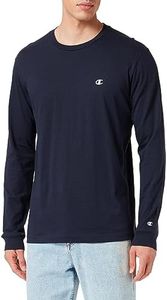 Champion Legacy Basics-L-s Crewneck Camiseta de Manga Larga, Azul Marino, Hombre