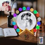 MADHULI Personalized Original NASA Released 3D Moon Light/Night Lamp/Table Lamp/Stress Relief Lamp Customize Your Photo on 3D Crafted Moon Light with 16 Colours with Remote (16 CM)