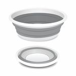 ACUNA Collapsible 5L Medium Round Washing Up Bowl Basin Multipurpose Outdoor Travel Basin Folding Portable Silicone Bowl Tub for Kitchen Camping Caravans Water Carrier (Grey)