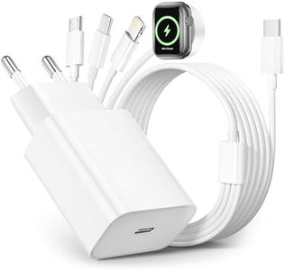 4 en 1 Câble pour Chargeur Apple Watch,20W Chargeur iPhone Rapide et Chargeur Apple Watch USB C avec Lightning/USB C/iWatch/Micro pour Apple Watch Serie 9/8/7/6/Ultra,iPhone 15 14 13 12,Samsung Galaxy