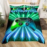 Green Blue Gamepad Bedding Set Game Player Comforter Cover Single Size Modern Gamer Gaming Duvet Cover Neon Trippy Bedding Set For Kids Boys Girls Teens Young Man Room Decor