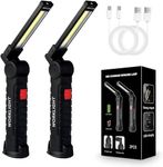 UHURU LED Work Light Torch 2-Pack - Rechargeable, 360° Rotatable, 5 Modes, Magnetic Base & Hook for BBQ, Reading, Camping Lantern, Workshop, Inspection, Home & Emergencies. 2 x Reading Flashlights