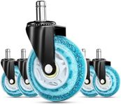 RidRed Gaming Chair Wheels - Heavy-Duty Office Chair Wheels - Replacement Rubber Casters- Universal Fit 3 Inch Chair Casters, Noise Free, Fits 98% Chair, for All Floor (Blue)