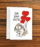 Some Bunny Loves You Rabbit Blank greeting card Valentines Day A6