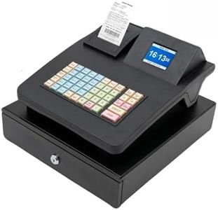 Cash Register for Small Businesses & Restaurant, Electonric caja registradora w/Cash Drawer, 200Dept/1000Items/200Tables/30Tastes/50Clerks/15Reports,Supports Scanner Scale Printer(Black)