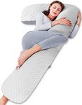 AngQi Body Pillow, Pregnancy Pillows for Sleeping, L Shaped Pillow for Pregnant Women and Side Sleepers, Maternity Pillow with Minky dot & Velvet A/B Side Cover, Grey