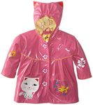 Kidorable Pink Lucky Cat PU All-Weather Raincoat for Girls w/Fun Ears, Flowers, Fish Bowl Pocket - Pink - 6-6x